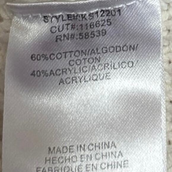 KUT From The Kloth Cream Ribbed Knit Lace Up Long Sleeve Sweater Top Size L - Picture 5 of 5